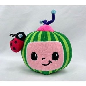 Cocomelon Green Round Watermelon Ladybug Plush Stuffed Toy 6"